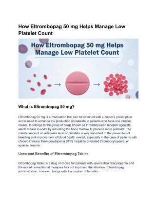 How Eltrombopag 50 mg Helps Manage Low Platelet Count