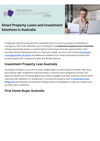 Smart Property Loans and Investment Solutions in Australia