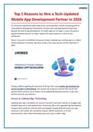 Top 5 Reasons to Hire a Tech-Updated Mobile App Development Partner in 2026