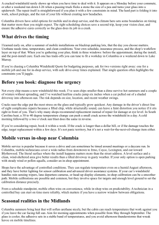 Windshield Replacement Near Columbia: Timing It Around Your Schedule