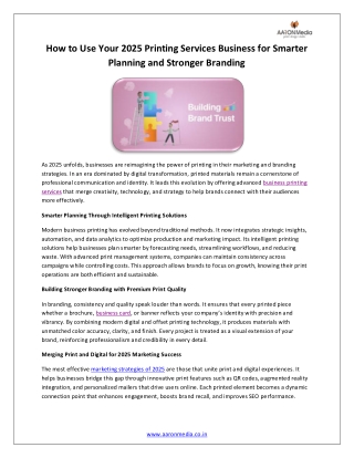 How to Use Your 2025 Printing Services Business for Smarter Planning and Stronger Branding