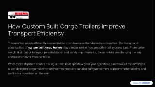 How Custom Built Cargo Trailers Improve Transport Efficiency