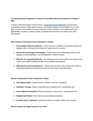 Customized Facial Treatments in Customized Facial Treatments in Dubai | PerDubai