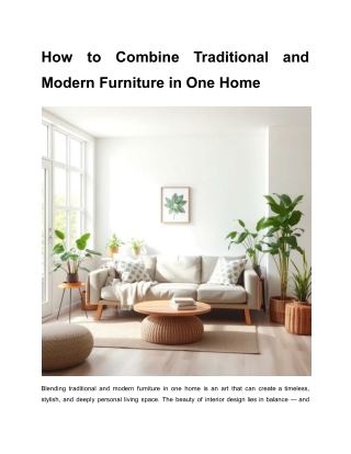 How to Combine Traditional and Modern Furniture in One Home