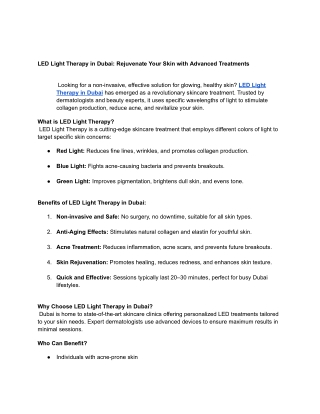 LED Light Therapy in LED Light Therapy in Dubai | Rejuvenate Your Skin NatuDubai