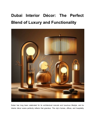 Dubai Interior Décor_ The Perfect Blend of Luxury and Functionality