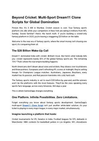 Beyond Cricket_ Multi-Sport Dream11 Clone Scripts for Global Domination
