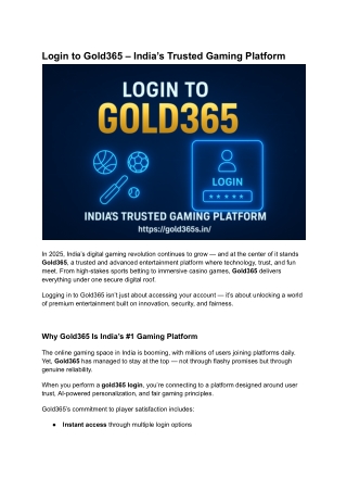 Login to Gold365 – India’s Trusted Gaming Platform