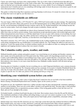 Windshield Replacement Near Columbia: Handling Classic and Vintage Cars