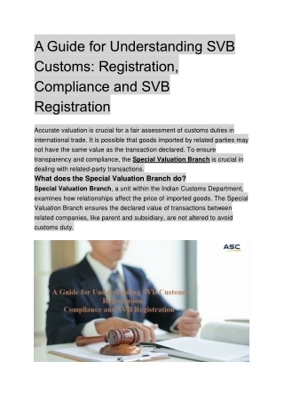 A Guide for Understanding SVB Customs Registration Compliance and SVB Registration
