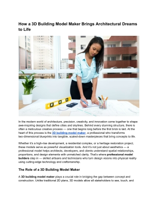 Top Reasons to Hire a 3D Building Model Maker for Your Next Project