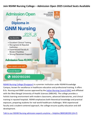 Join NSHM Nursing College