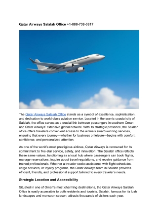 Qatar Airways Salalah Office  1-888-738-0817
