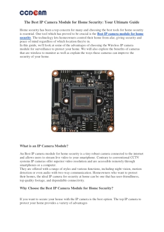 The Best IP Camera Module for Home Security