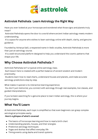 Asttrolok Pathshala Your Journey to Master Astrology