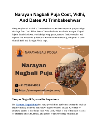 Narayan Nagbali Puja Cost, Vidhi, And Dates At Trimbakeshwar