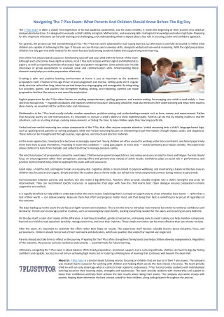 Navigating The 7 Plus Exam - What Parents And Children Should Know Before The Big Day