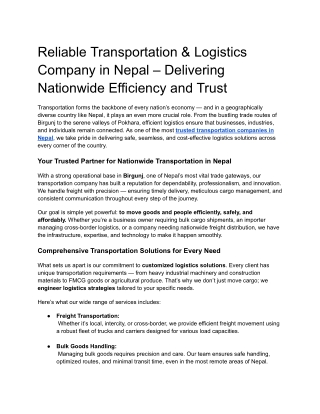 Reliable Transportation & Logistics Company in Nepal – Delivering Nationwide Efficiency and Trust (1)