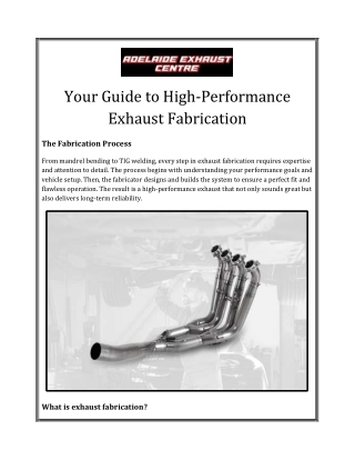 Your Guide to High-Performance Exhaust Fabrication