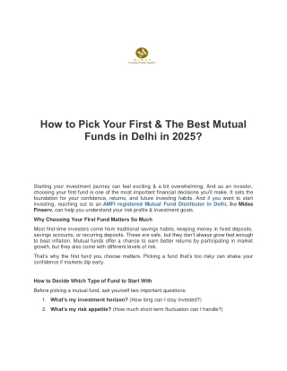 How to Pick Your First & The Best Mutual Funds in Delhi in 2025