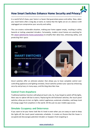 How Smart Switches Enhance Home Security and Privacy?
