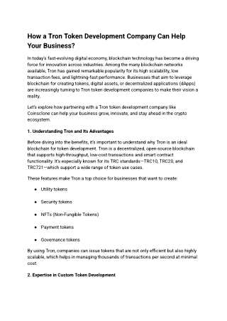 How a Tron Token Development Company Can Help Your Business