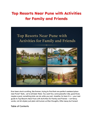 Top Resorts Near Pune with Activities for Family and Friends