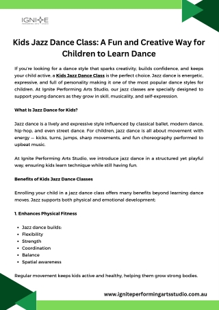 Kids Jazz Dance Class A Fun and Creative Way for Children to Learn Dance
