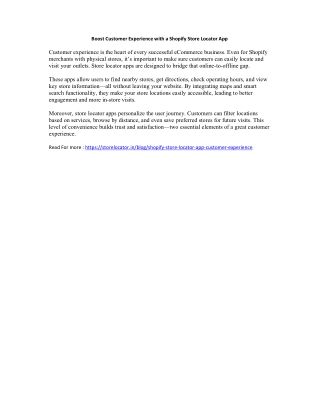 Boost Customer Experience with a Shopify Store Locator App