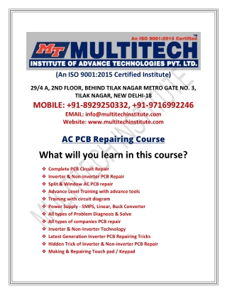Ac PCB Repairing Course | Ac PCB Repairing Institute in Delhi