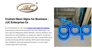 Custom Neon Signs for Business : JJC Enterprise Co
