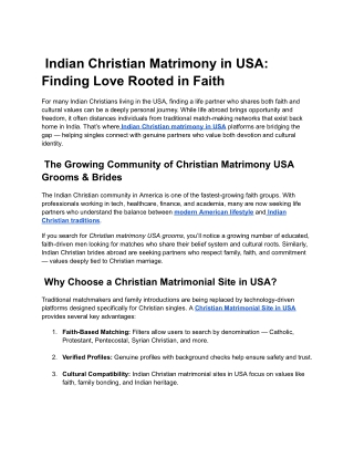 indian christian matrimonial sites in usa