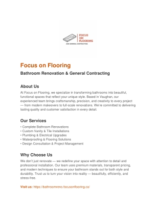 Focus on Flooring Bathroom Renovation