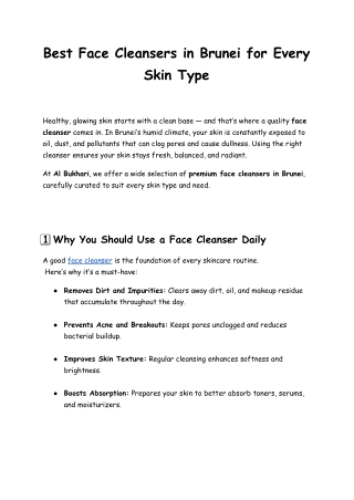 Best Face Cleansers in Brunei – Al Bukhari Skincare Guide