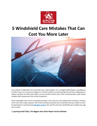 5 Windshield Care Mistakes That Can Cost You More Later