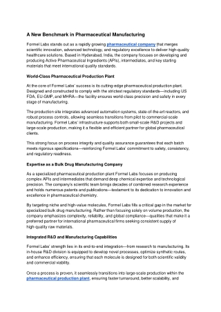 A New Benchmark in Pharmaceutical Manufacturing