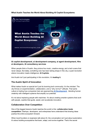 What Austin Teaches the World About Building AI Copilot Ecosystems