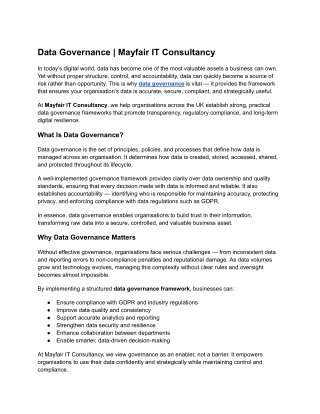 Data Governance _ Mayfair IT Consultancy