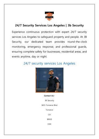 24/7 Security Services Los Angeles | 3b Security