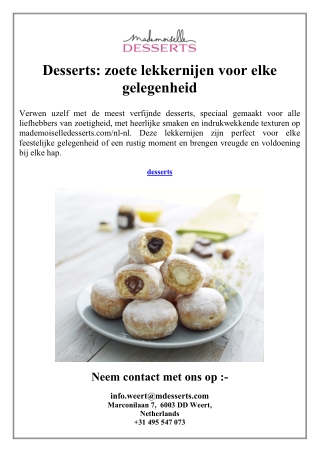 Dessert  zoete lekkernijen voor elke gelegenheid