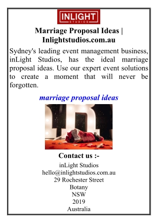 Marriage Proposal Ideas | Inlightstudios.com.au