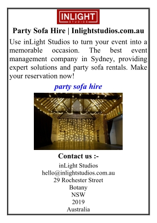 Party Sofa Hire | Inlightstudios.com.au