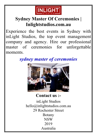 Sydney Master Of Ceremonies | Inlightstudios.com.au
