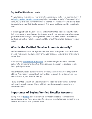 Buy Verified Neteller Accounts
