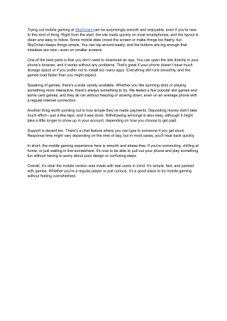 Mobile Gaming at SkyCrown_ Full User Experience Reviewed