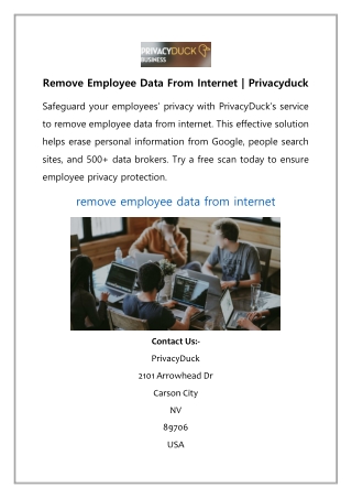Remove Employee Data From Internet | Privacyduck