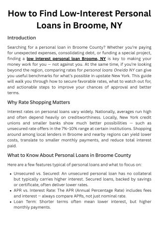 How to Find Low-Interest Personal Loans in Broome, NY