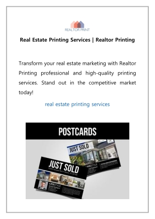 Real Estate Printing Services | Realtor Printing