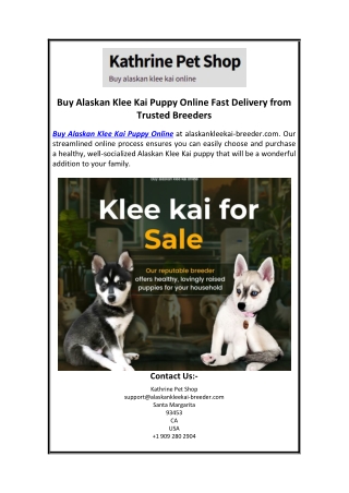 Buy Alaskan Klee Kai Puppy Online Fast Delivery from Trusted Breeders