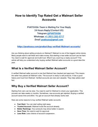 How to Identify Top Rated Get a Walmart Seller Accounts